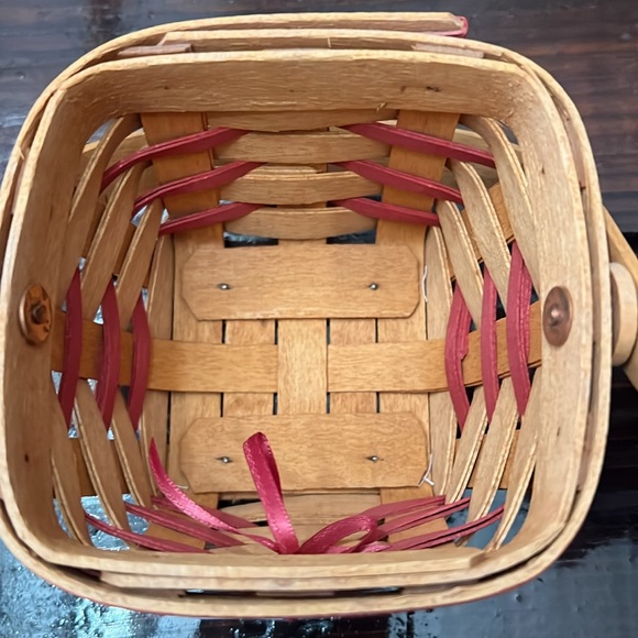 Longaberger Sweetheart Mini Basket with Red and White Stripped Lining - Picture 5 of 8